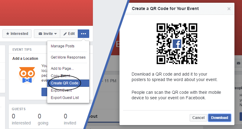 código qr de evento do facebook