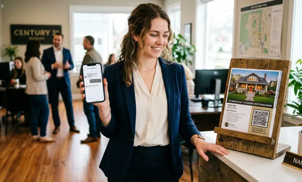 QR code marketing: How to capture attention and drive results 2 Real estate visitor having a chat conversation after scanning a property QR code