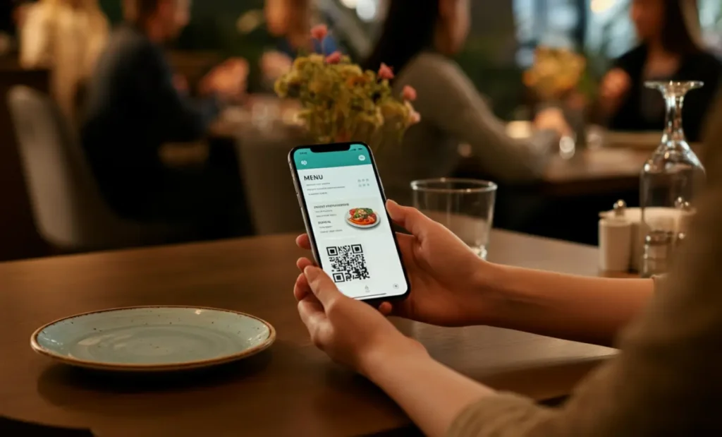 A-Restaurant-Menu-with-a-QR-Code-for-Ordering