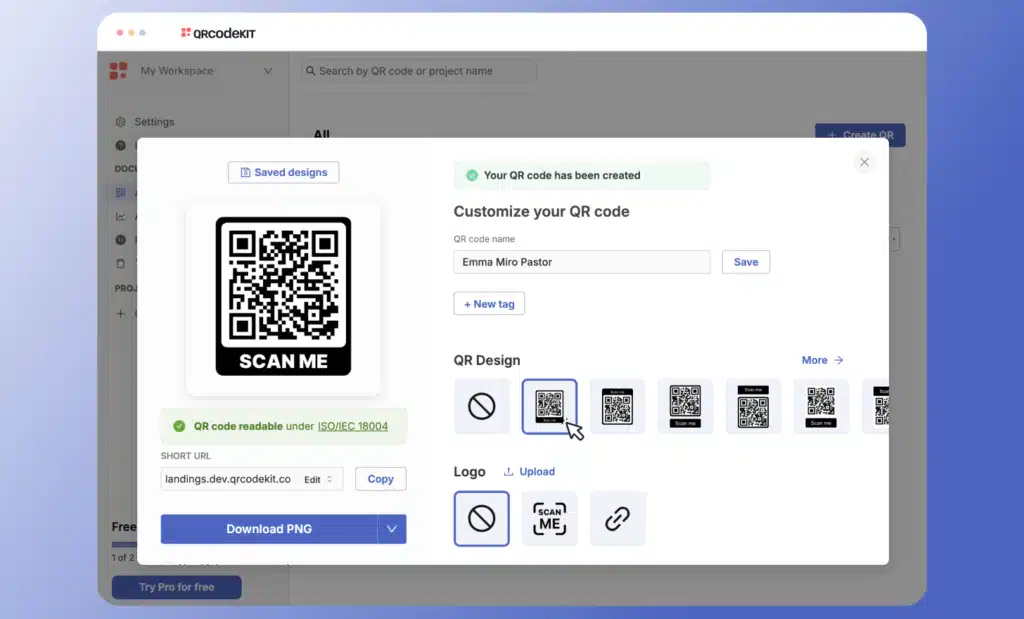 Streamlined QR code setup