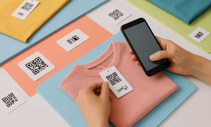 How do QR codes enhance product packaging and hang tags?