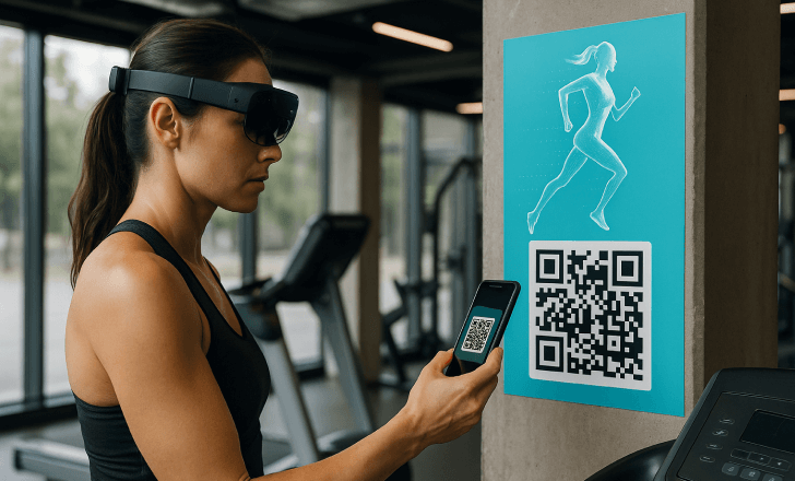 Augmented reality fitness scan with QR code