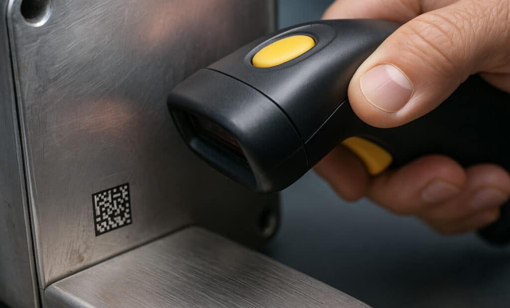 High-density DataMatrix scan on metal component