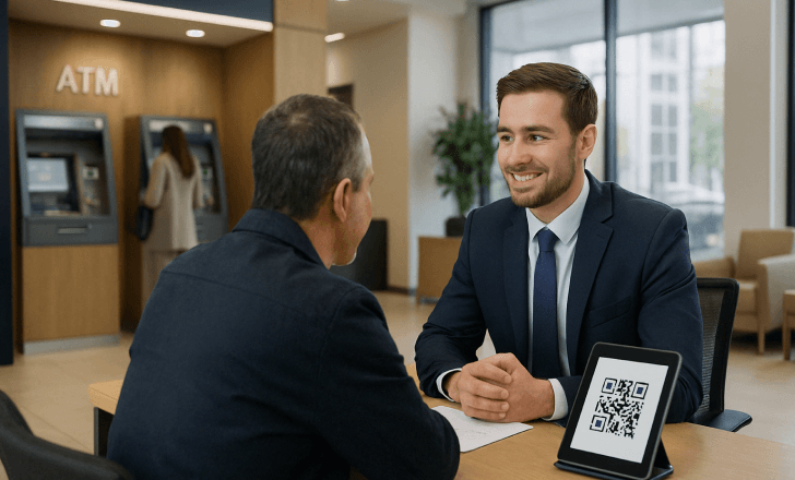 How do different types of QR codes work in banking?