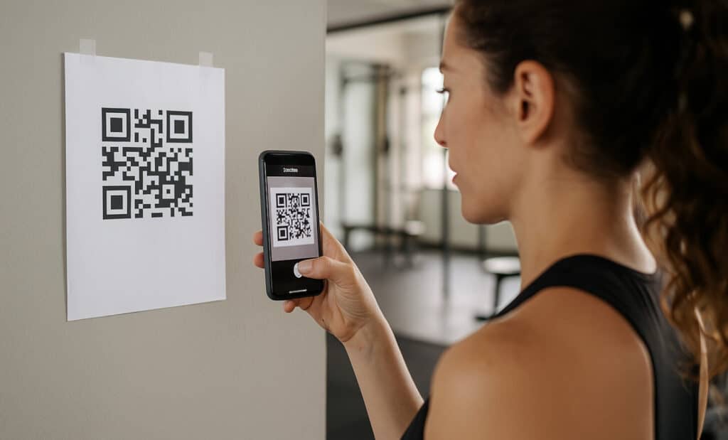 Scanning QR code for gym feedback
