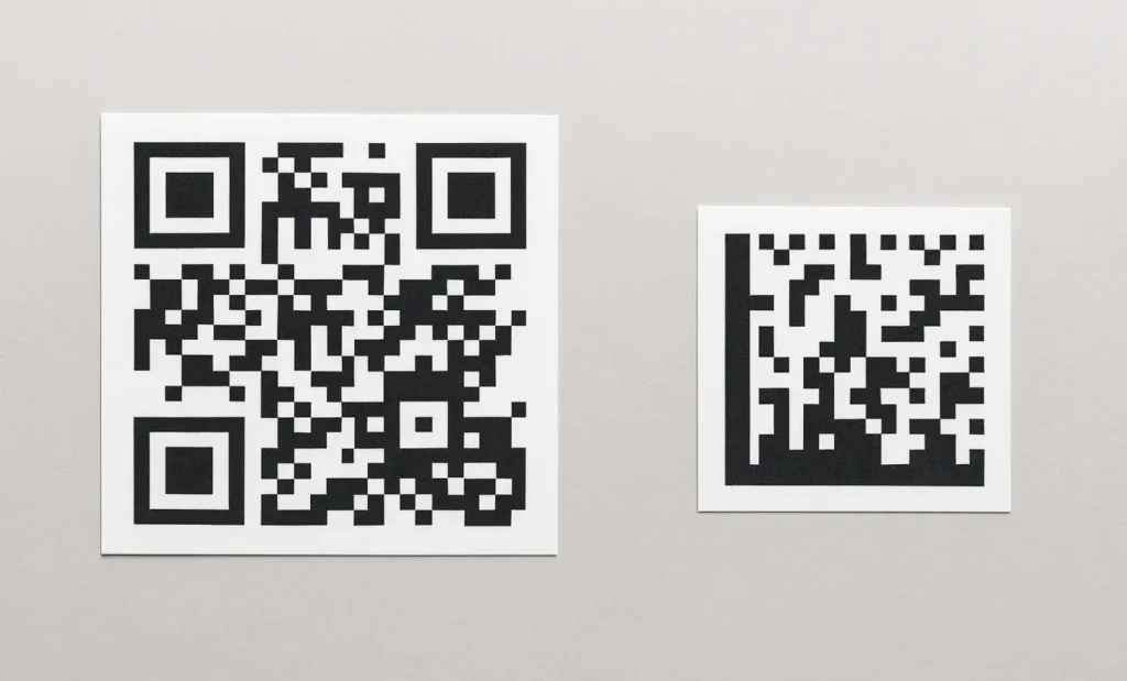Visual comparison of QR vs DataMatrix