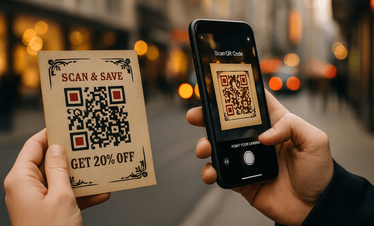 A person scanning a vintage-style coupon.v