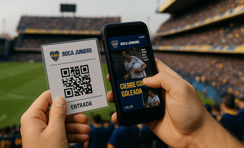 Boca Juniors match ticket with a QR code