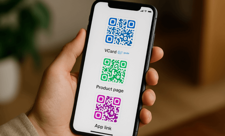 Smartphone showing content linked from AI-generated QR codes