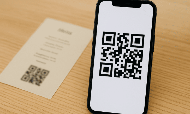 Smartphone showing a sharp QR code next to a blurry printed version on paper.