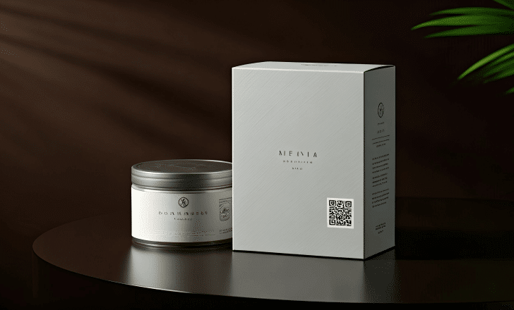 Product packaging showing a QR code serial number.