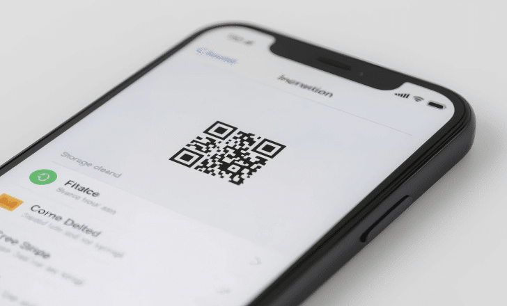 Phone storage screen showing a deleted QR code file.