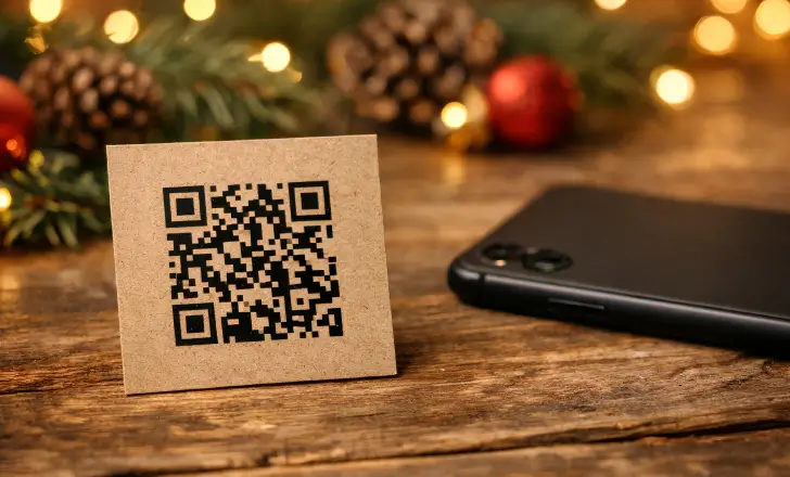 Eco friendly Christmas: How QR codes help reduce print waste during the holidays 1 QR code replacing printed holiday information