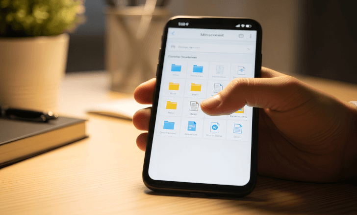 User browsing a phone's file manager to locate a saved QR code.