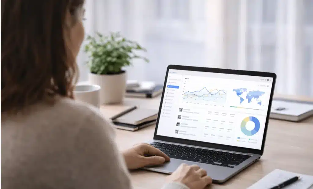 How dynamic QR codes work in QRCodeKIT 2 Analytics dashboard showing QR code scan data