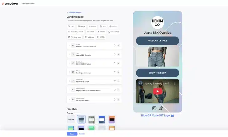 How landing page QR codes work in QRCodeKIT 3 Build the landing page with blocks