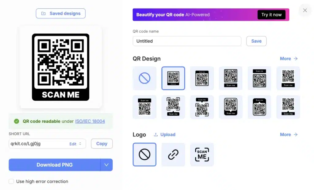 How landing page QR codes work in QRCodeKIT 5 Customize the QR code design
