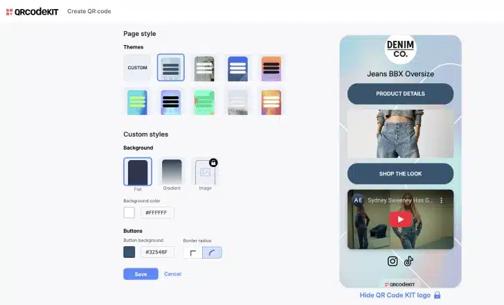 How landing page QR codes work in QRCodeKIT 4 Customize the page style