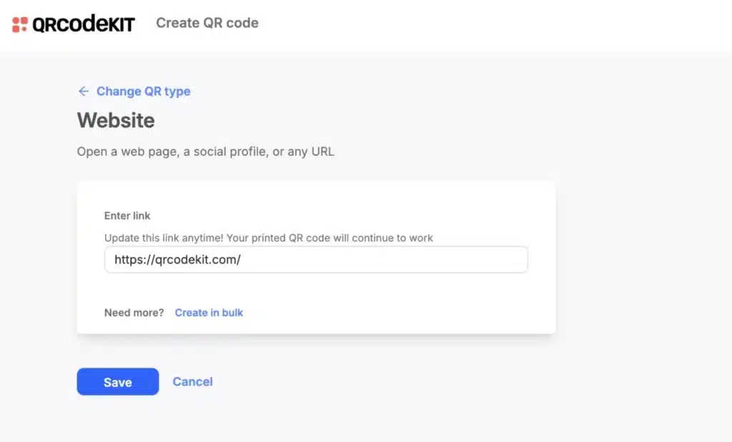 How website QR codes work in QRCodeKIT 3 Enter the destination link