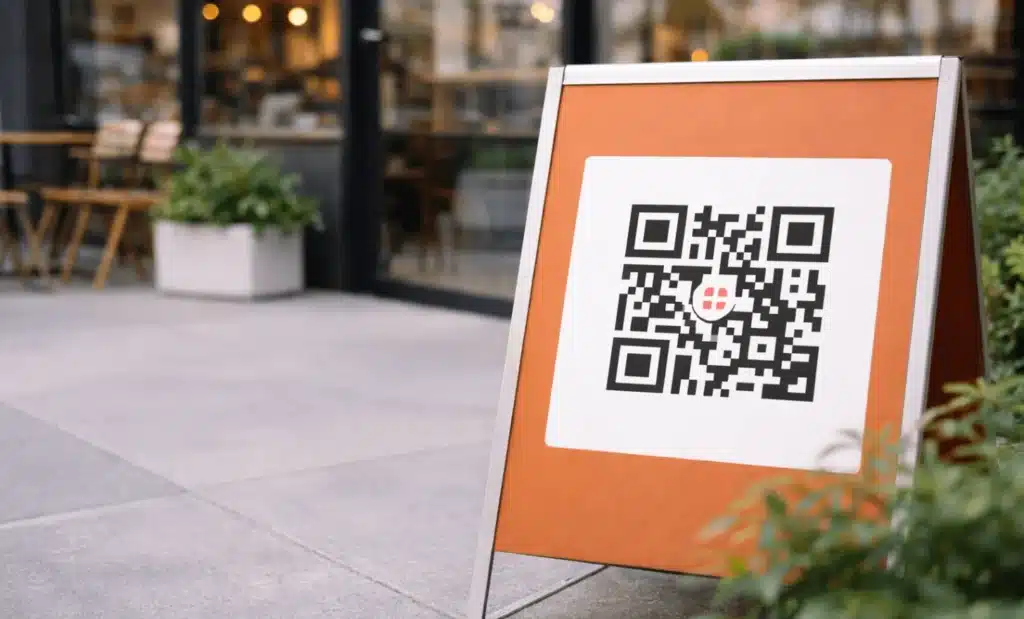 How dynamic QR codes work in QRCodeKIT 3 QR code integrated naturally into physical signage