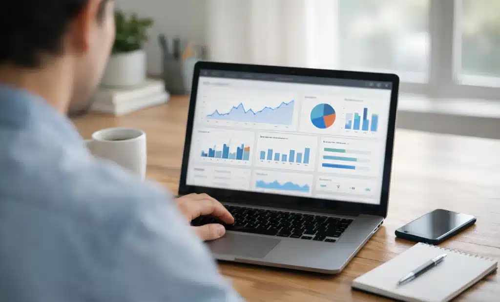 How to use landing page QR codes for Valentine’s Day promotions 2 Viewing QR code engagement data on a laptop