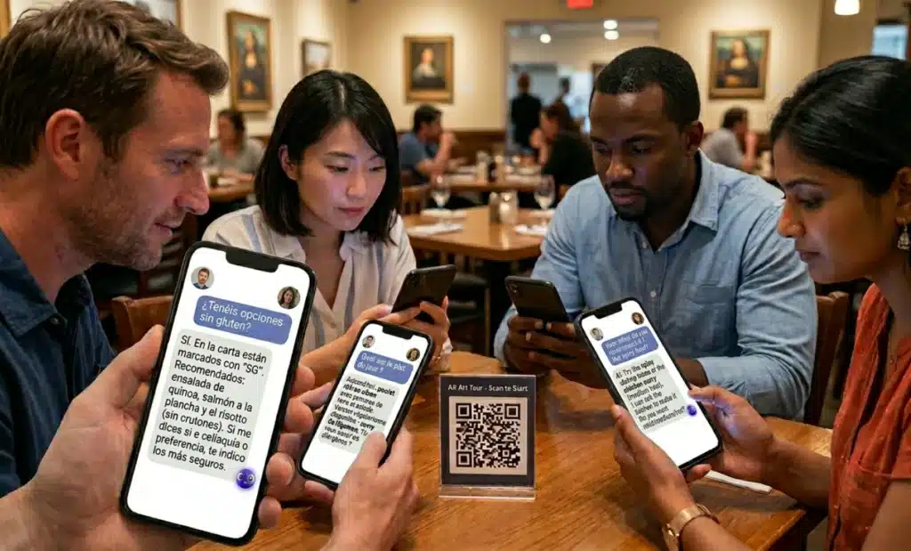 8 ways AI QR codes are changing real businesses in 2026 1 Multilingual customers using the same AI QR menu