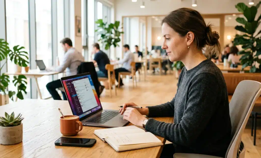QR codes for rental properties and vacation homes: the digital welcome book Airbnb hosts wish they'd set up sooner 2 Property manager at a co working space looking at booking messages and responses on a screen