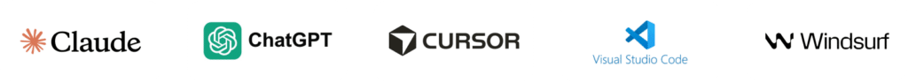 AI agents compatible with QRCodeKIT MCP, including Claude, ChatGPT, Cursor, Visual Studio Code and Windsurf.